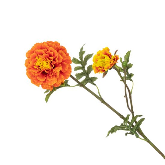 Artificial Marigold Stem Dark Orange 63cm Artificial Flowers